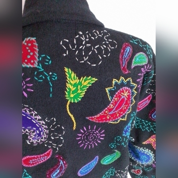NWT Design Options Philip & Jane Gordon PAISLEY Cardigan WOOL Sweater Womens SM - Picture 4 of 6